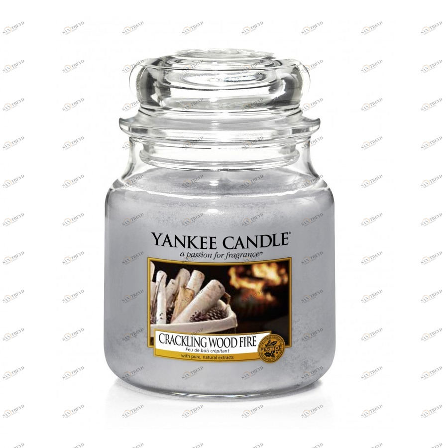 Свеча средняя в стеклянной банке "Треск дерева в камине" Crackling Wood Fire 411 гр 65-90 часов YANKEE CANDLE  268019 Бежевый 