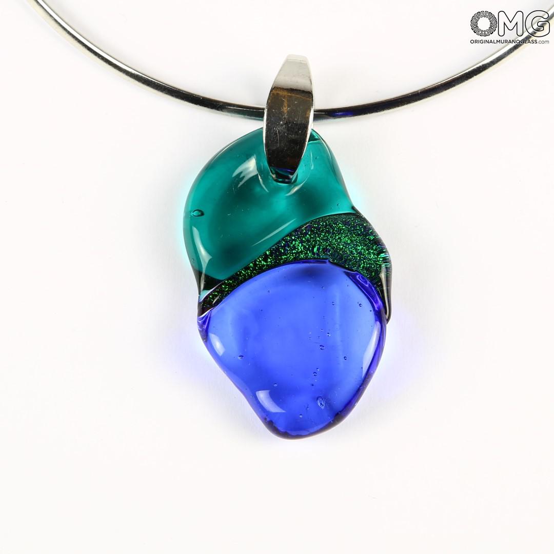 2650 ORIGINALMURANOGLASS Синяя подвеска - плавленное стекло - Original Murano Glass OMG 28 см  - Вид №1