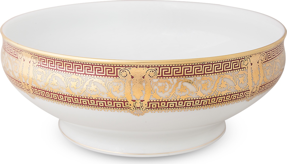 10585603 Haviland Салатник большой 25см "Салон Мюрат" (вишневый, золотой декор) Фарфор, Керамика 