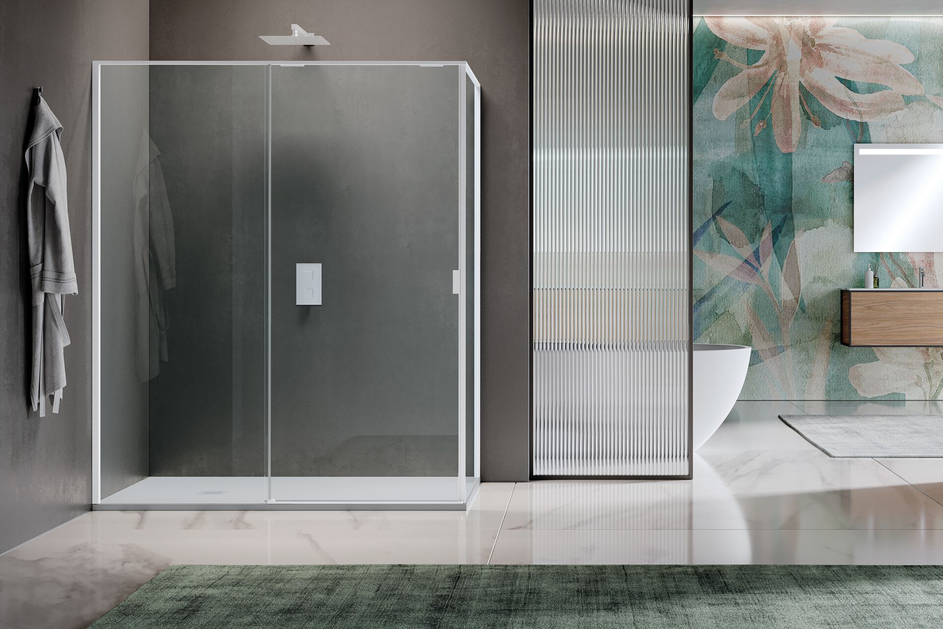 Двухдверная раздвижная дверь только для угла с фиксированной стеной Samo PYXIS ARCH-00023807 - Вид №3