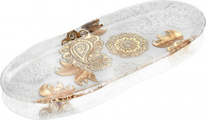 10612724 IVV Блюдо овальное IVV "Пашмина" 43х17см (золотист. узор) Стекло