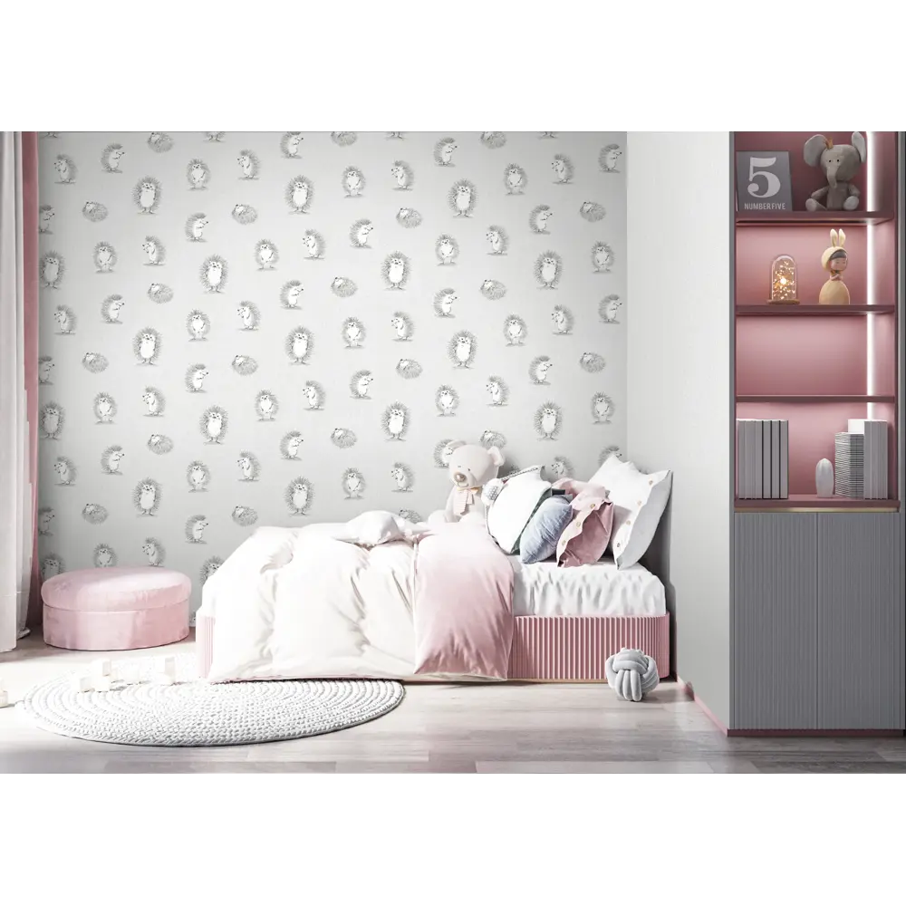 Обои флизелиновые Ateliero Ежики серые 1.06 м AT88192-06 Ёжики STLM-2101217 - Вид №4