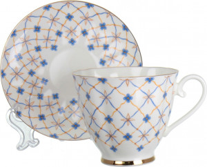 82166 Императорский фарфоровый завод Чашка чайная с блюдцем "Ретро" "Гвоздика" Фарфор костяной