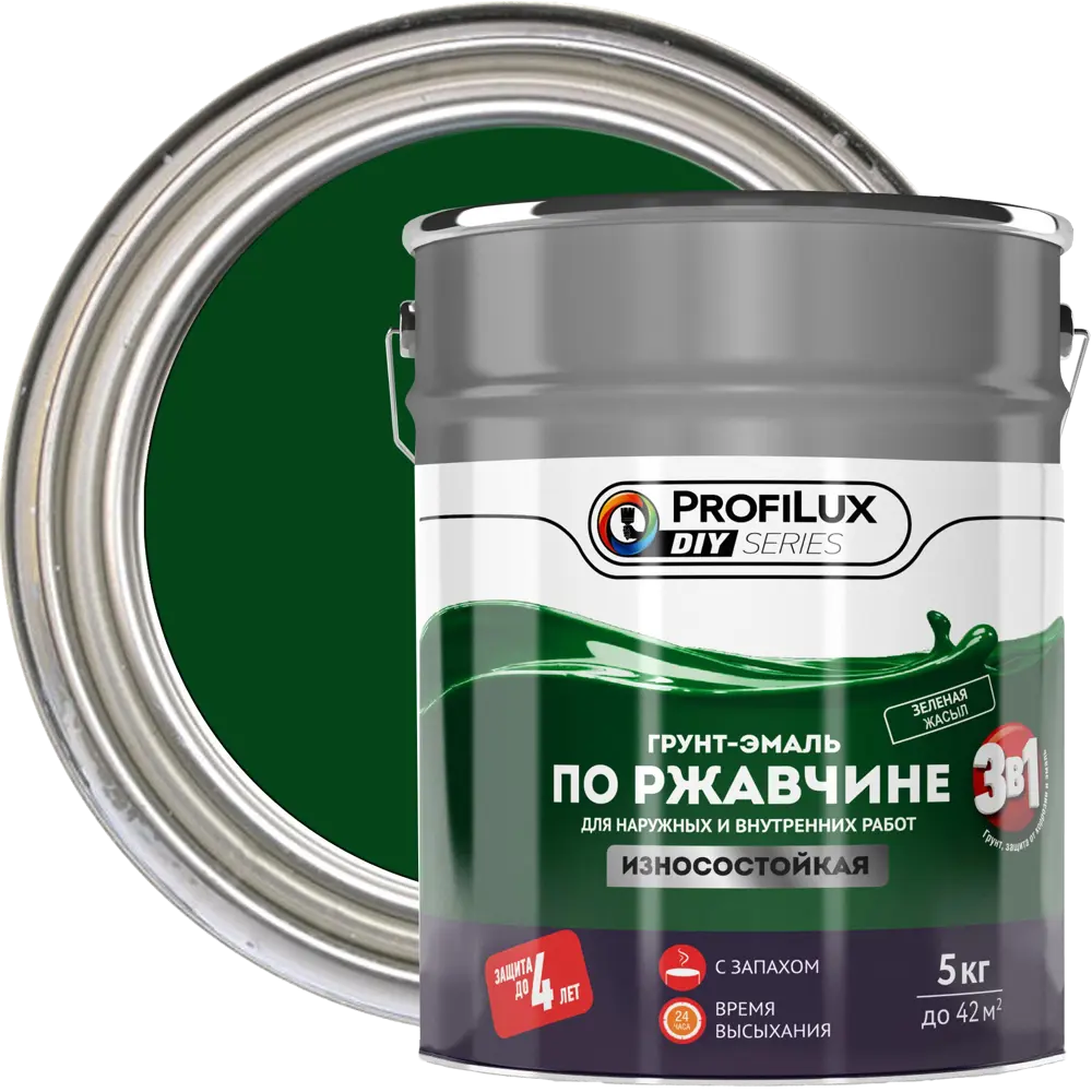 PROFILUX DIY Грунт-эмаль 3 в 1 для металла, зеленый 5 кг 82860791 STLM-0037267