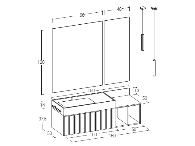 Деревянный одиночный подвесной умывальник с держателем для полотенец LEGNOBAGNO Re-Stretch ARCH-00044678 - Вид №4