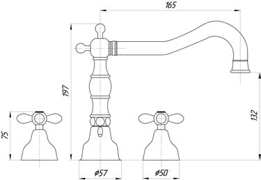 Смеситель MIGLIORE Princeton Plus ML.PRP-8012.BR для раковины - бронза, на 3 отверстия  - Вид №1