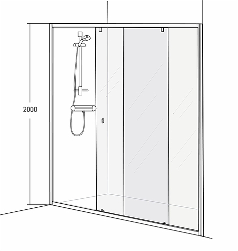 4981036155 IDO Showerama 8-1 раздвижная дверь, Матовый профиль / матовое стекло, 1550 мм  - Вид №3