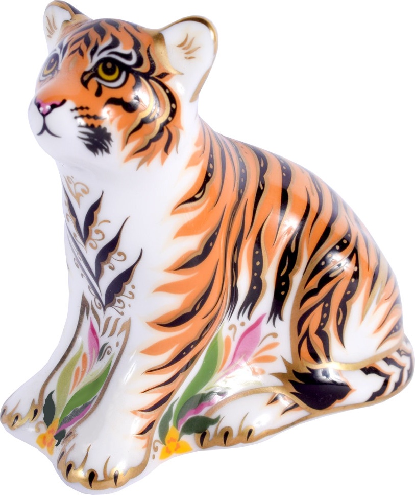 1046176 Royal Crown Derby Пресс-папье Royal Crown Derby "Детеныш суматранского тигра" 6,5см Фарфор костяной 
