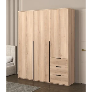Шкаф распашной Бергамо с 3 дверями 180x220x46.6 см ЛДСП цвет дуб комано