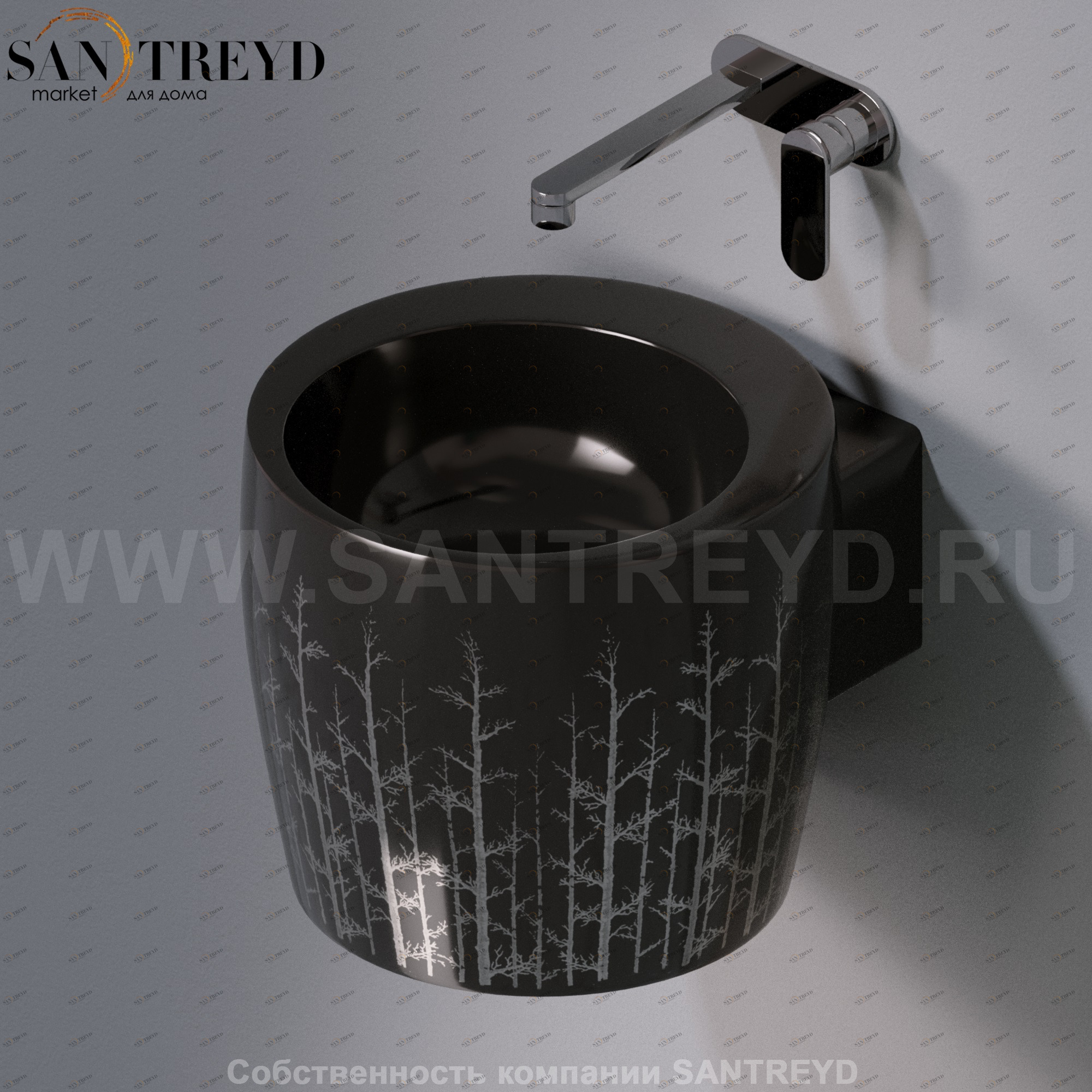 L102T0R0V1.406P Подвесная раковина настенная круглая A. e T. Italia SPOT черная AeT ITALIA TOTEM