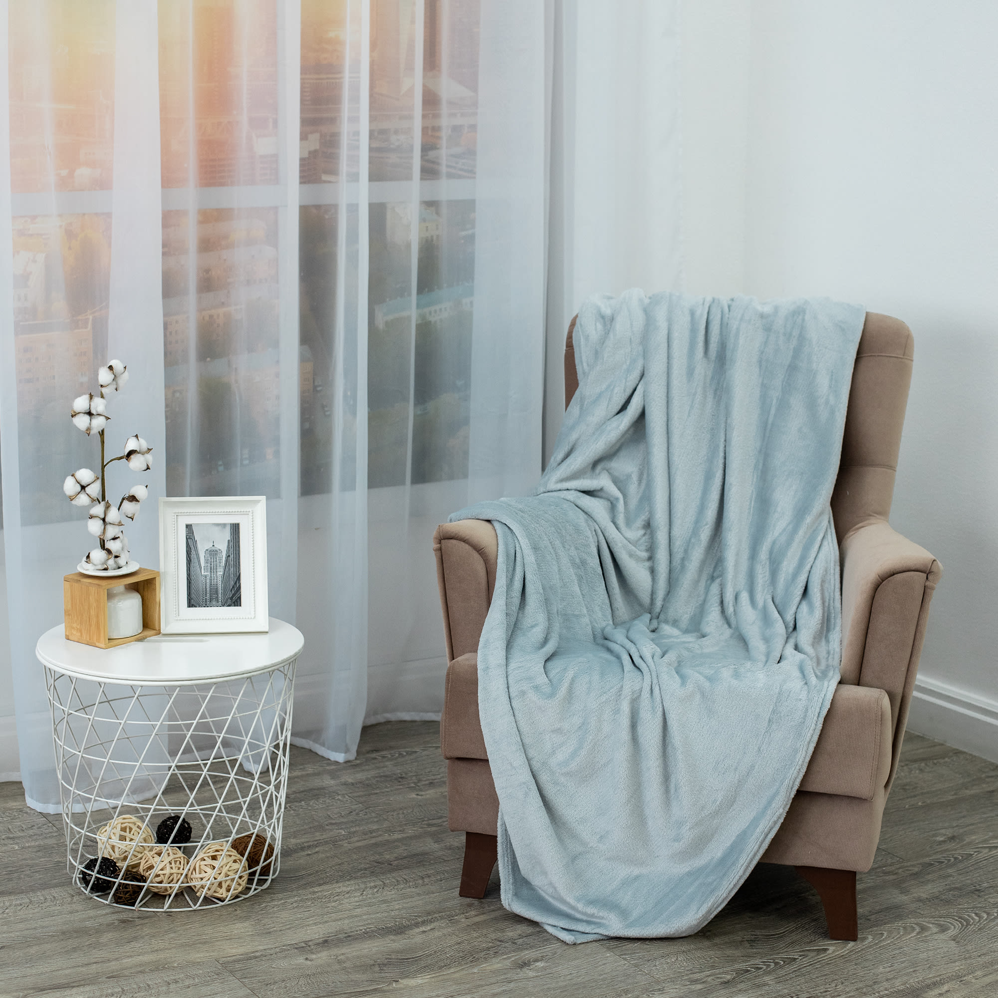 83024974 Плед 140x200 см микрофибра цвет серый Нет Santreyd  - Вид №3