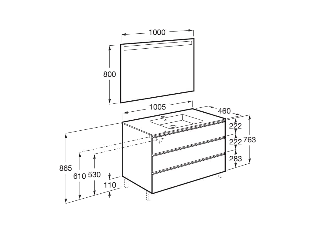 Деревянный умывальник с зеркалом и встроенной раковиной Roca UNIK A8515 / A8518 ARCH-00035896 - Вид №113