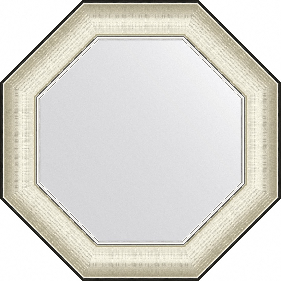 BY 7439 Зеркало в багетной раме - белая кожа с хромом 78 mm EVOFORM Octagon