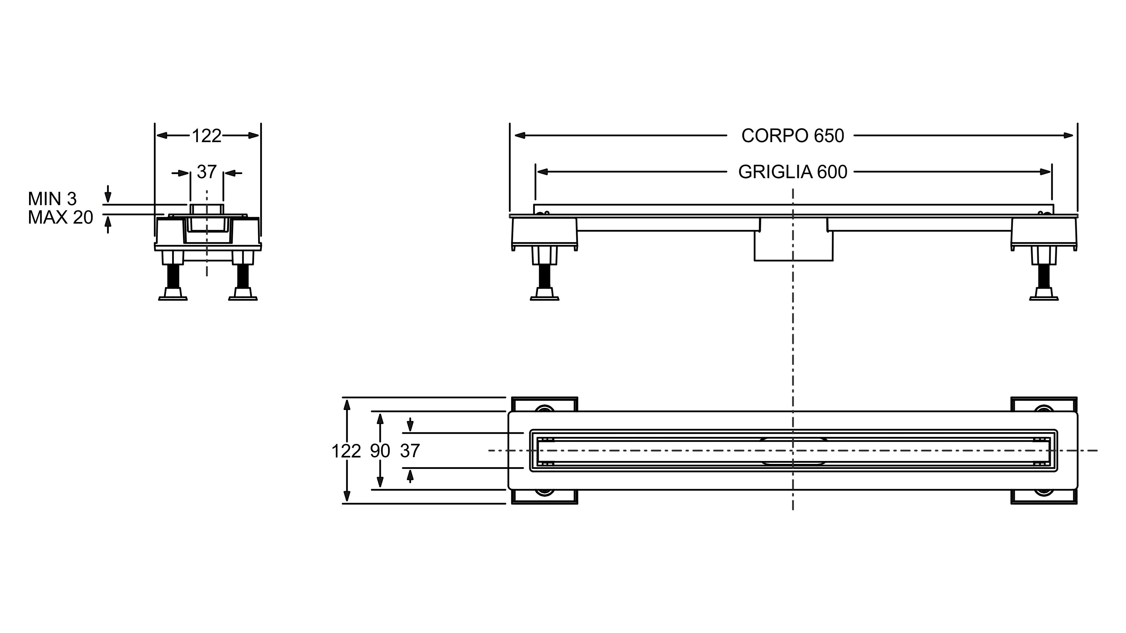 Алюминиевый слив для душа Bonomini Canalissima ARCH-00151975 - Вид №2