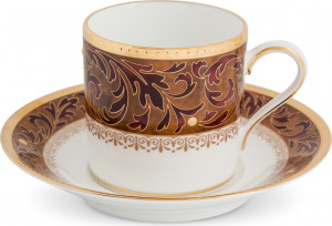 1051799 Noritake Чашка кофейная с блюдцем Noritake "Ксавьер,золотой кант" 90мл Фарфор костяной