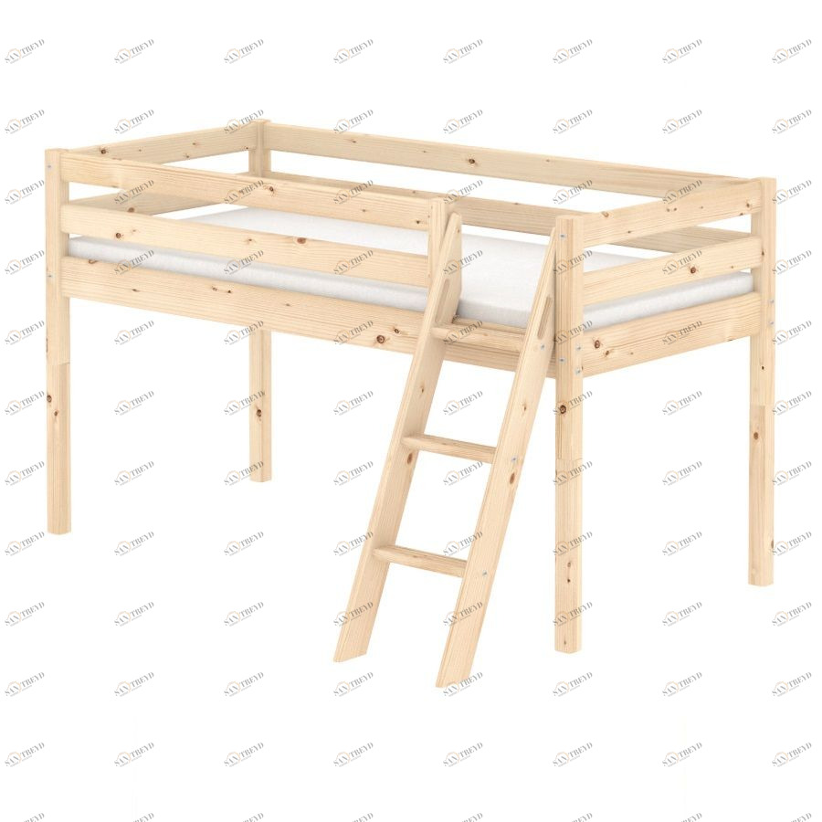 Кровать Flexa Classic с наклонной лестницей, лакированная, 190 см 9010307101