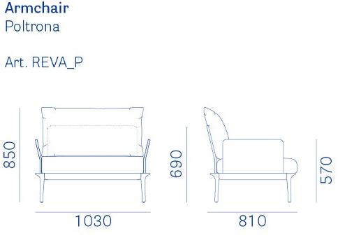Pedrali Садовое кресло с подлокотниками, обитое тканью Reva Reva_p - Вид №6
