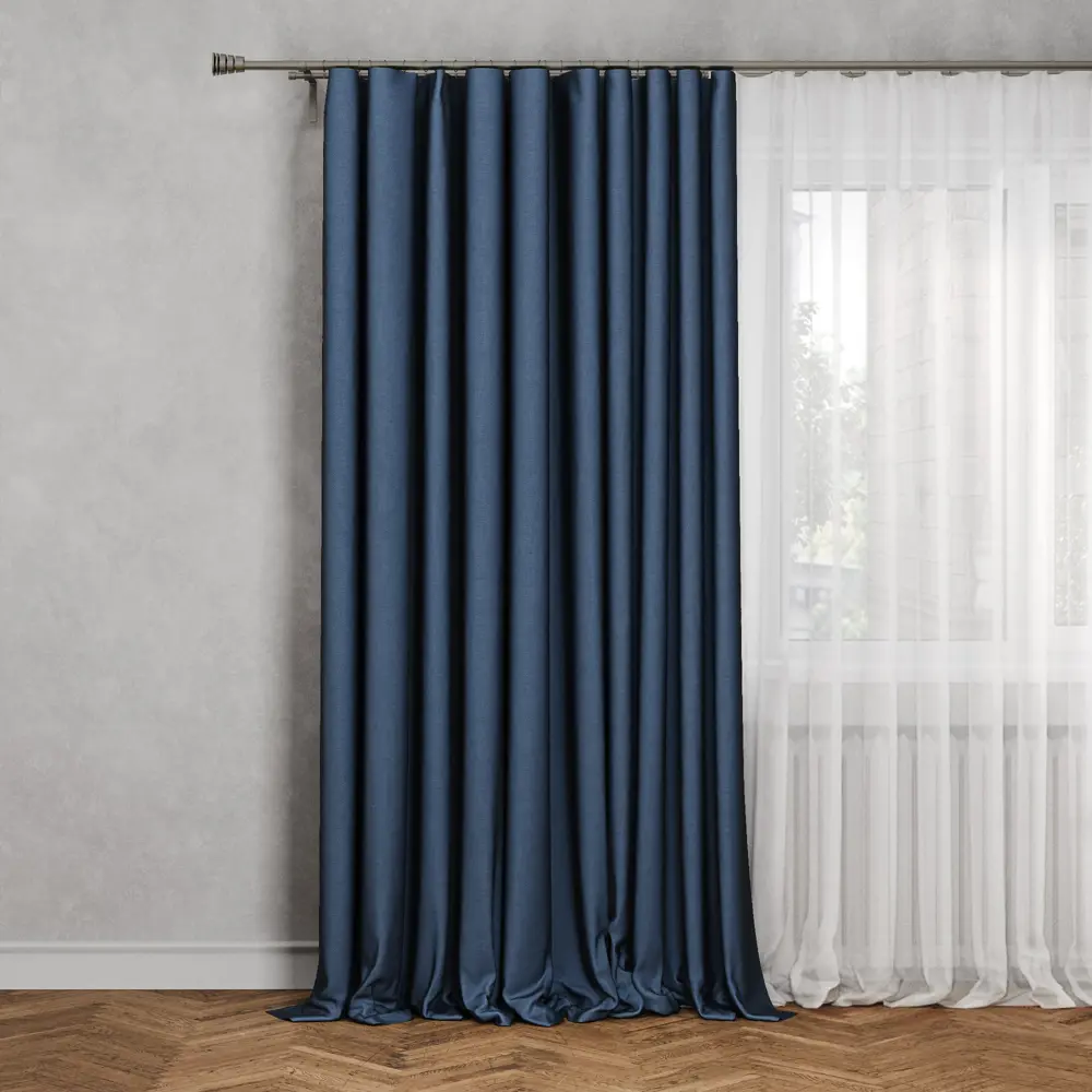 INSPIRE Looks - Готовая штора рогожка темно-синяя 200x260 см 82735254