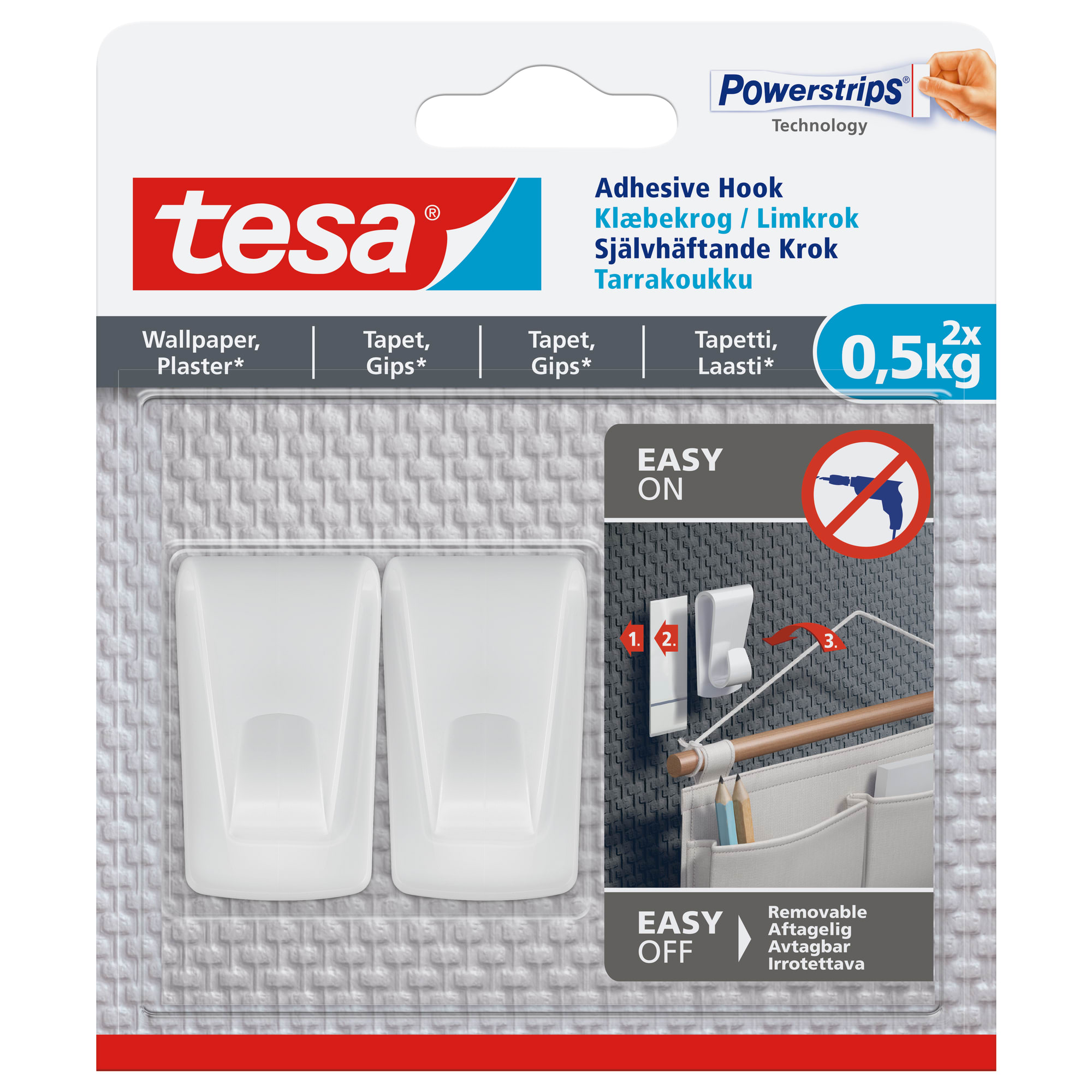 86021049 Крючки для декора Tesa до 0.5 кг, цвет прозрачный, 2 шт Santreyd  - Вид №1