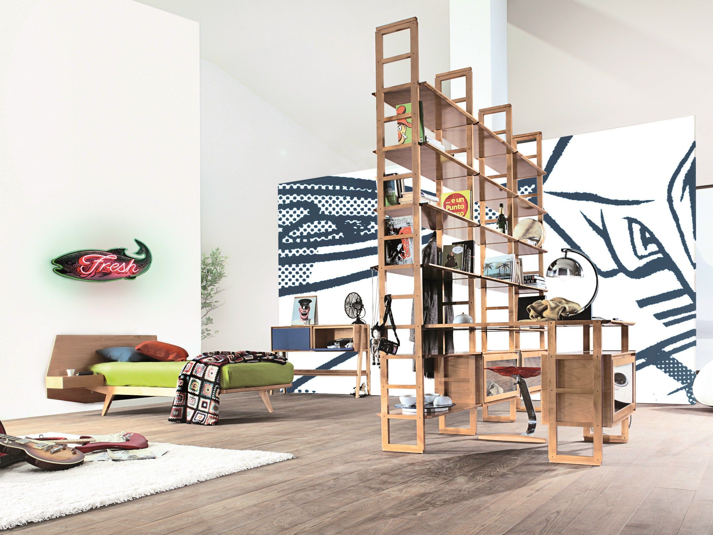 Вишневая кровать со встроенными тумбочками Morelato ARCH-00096351 - Вид №3