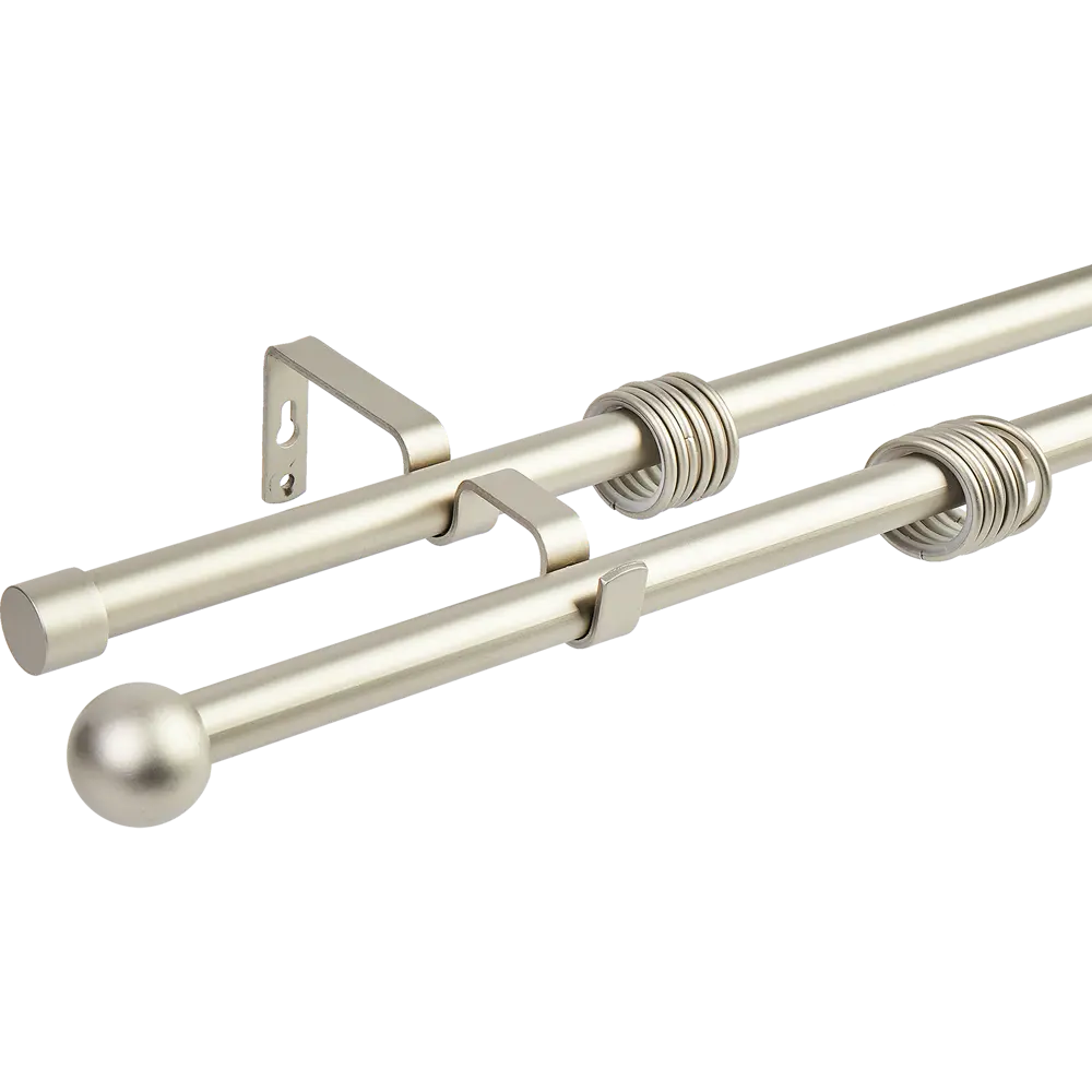 Карниз двухрядный раздвижной шар d19/16 мм 180-360 см металл цвет матовая сталь ORBIS STLM-2200968