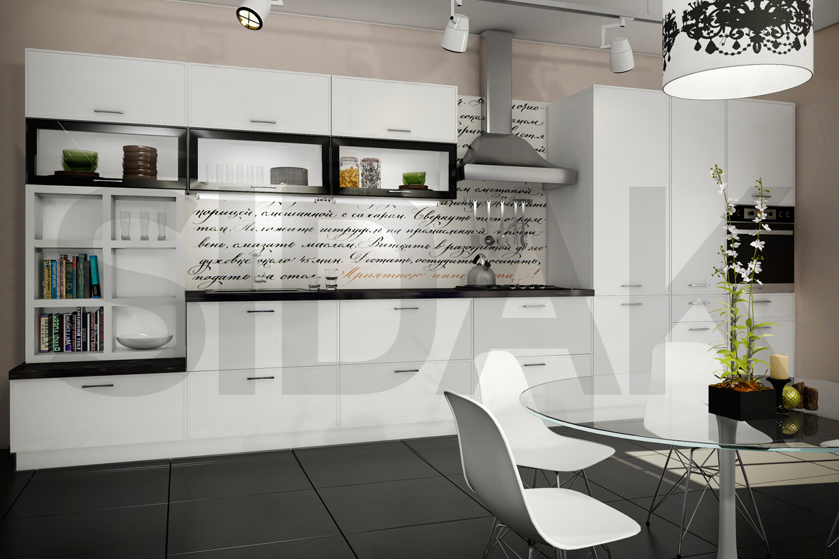 Фасады для кухни Модерн Фрезеровка «Алабама» 101 Белый SIDAK SIST2741-501 - Вид №1