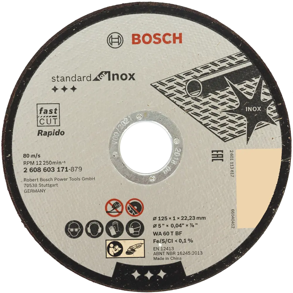 Диск отрезной по нержавеющей стали тип 41 Bosch Professional 2608603171 125x22.2x1 мм STLM-2140670