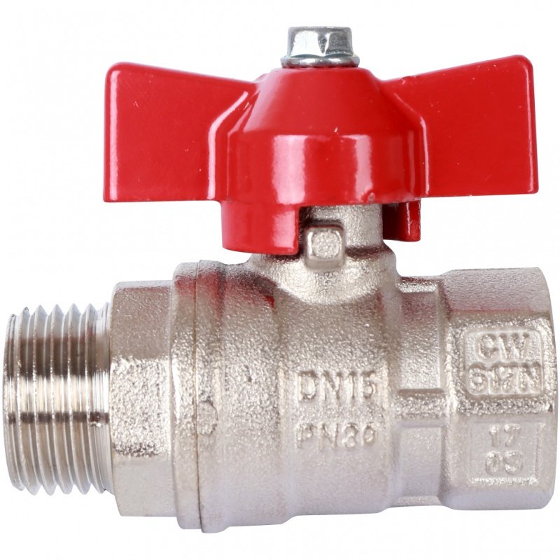 Кран шаровый STOUT ВН 1/2" стандартный проход, бабочка красная SVB1014000015 - Вид №1