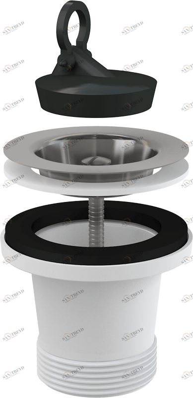 Донный клапан сифона для мойки удлиненный 6/4" с нержавеющей peшeткой DN70 ALCAPLAST A34