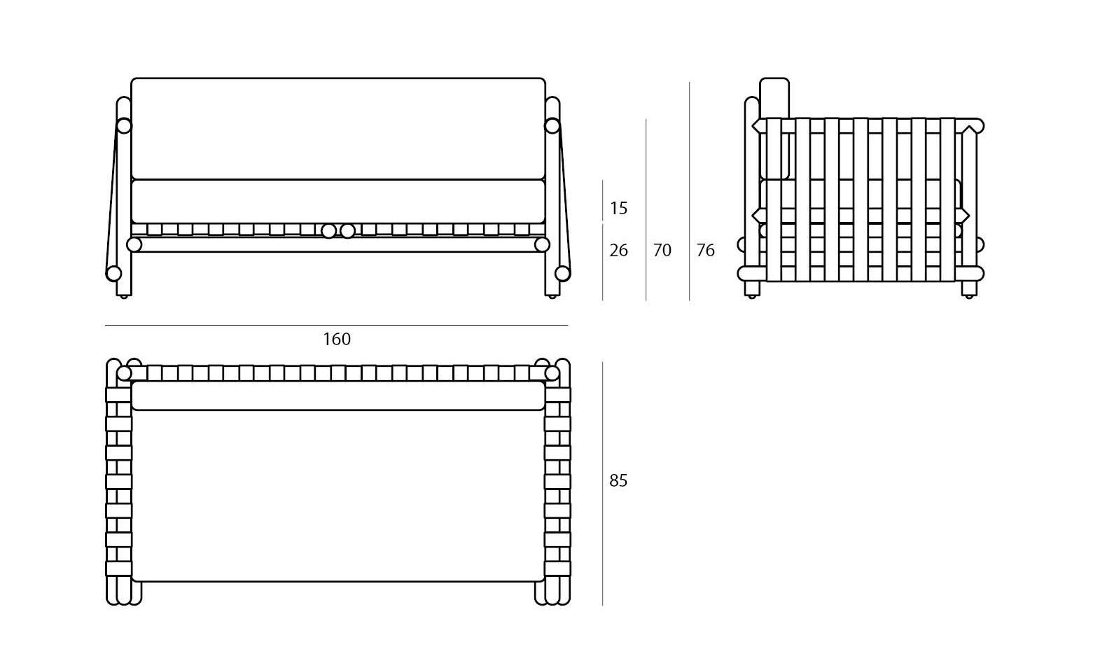 2-местный ТИК садовый диван Il Giardino di Legno Lignes ARCH-00051328 - Вид №1