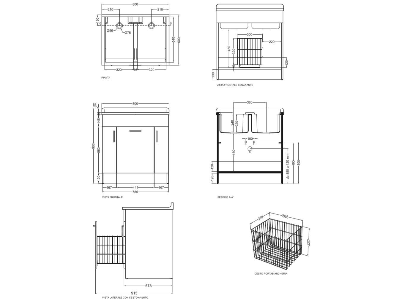 Шкаф для белья с бельевой стойкой COLAVENE Twist ARCH-00037812 - Вид №9