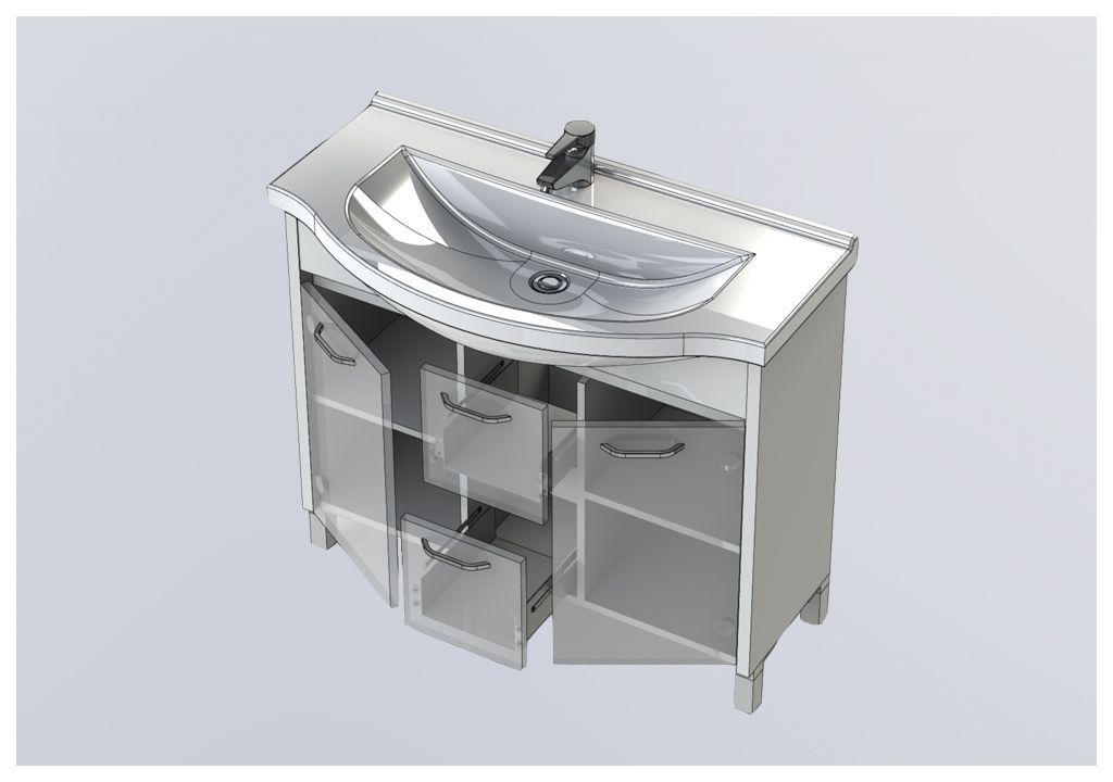 Тумба под раковину Aquanet Донна 100 белый дуб sun-id-270520 - Вид №4