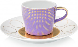 10608615 Furstenberg Набор чашек для эспрессо с блюдцами Furstenberg "Лунный свет" (красная и фиолетовая) 70мл, 2 шт, п/к Фарфор