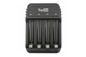 16433154 Зарядное устройство для 1-4 аккумуляторов типа AA AAA Ni-MH и Ni-Cd, MicroUSB 5V TOP-CH500 TopOn