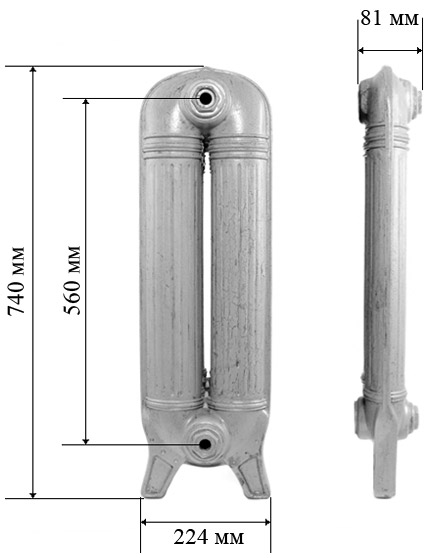 Чугунный радиатор RETROstyle Preston 560 5 секций 7068 - Вид №2