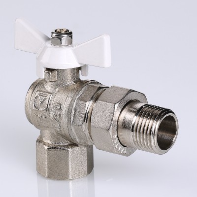 VT.228.NW.05 Кран шаровой VALTEC BASE угловой с полусгоном и белой ручкой Valtec 3/4"  - Вид №1