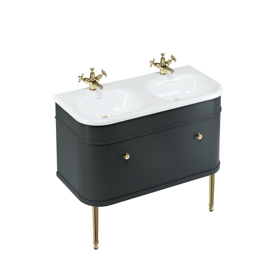 Burlington Chalfont Chalfont 1000мм Тумба с одним выдвижным ящиком - Матовый черный с никелевыми ножками CH100MB-CHLEGNKL  - Вид №3