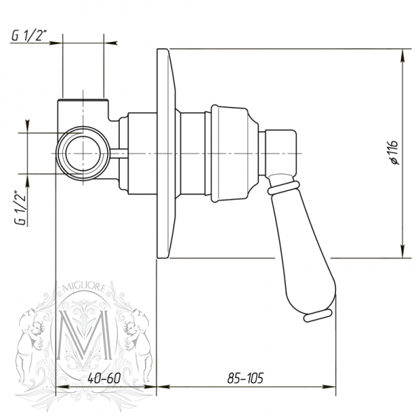 Смеситель MIGLIORE Ermitage ML.ERM-7030.BI.CR скрытого монтажа для душа, хром  - Вид №3