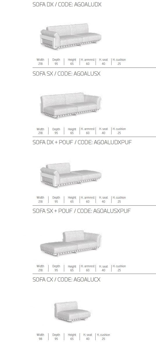 Тканевый модульный садовый диван Talenti Argo-alu ARCH-00087005 - Вид №6