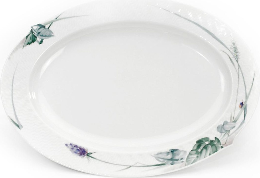 78887 Meissen Блюдо овальное 39см "Игра волн, рельеф, дикая флора" Фарфор 