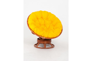 18170401 Кресло-качалка PAPASAN 23/01В Коньяк Желтая подушка Vinotti