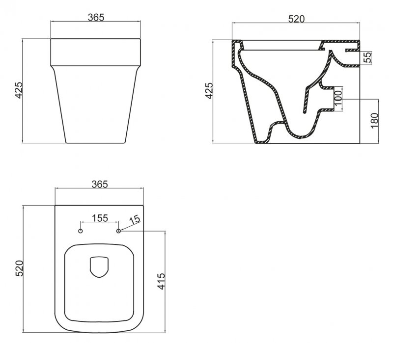 Унитаз приставной BelBagno MARCO Приставной унитаз напольный Белый BELBAGNO Marco Китай - Вид №4