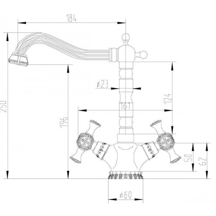 Zorg A 7005K-BR бронза Смеситель для кухни Zorg 250 х 184 мм  - Вид №2