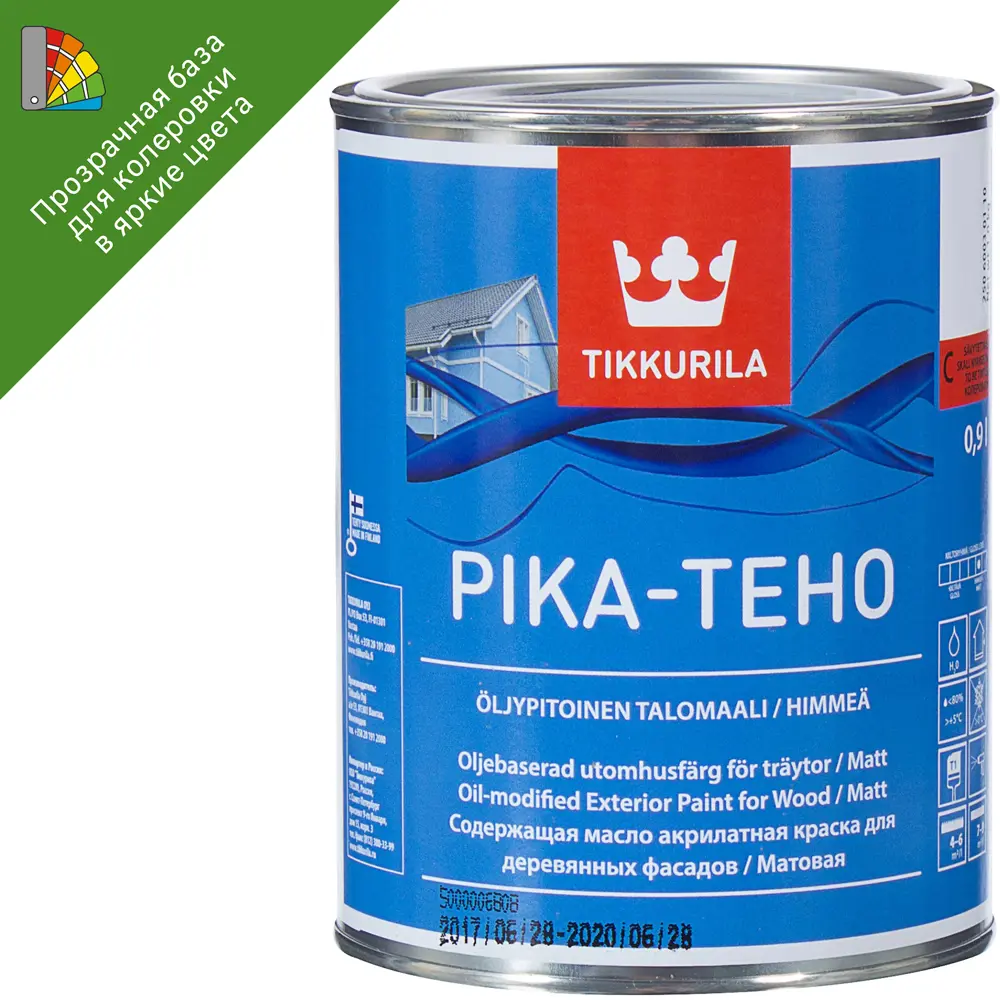 Эмаль для колеровки Тиккурила PIKA-TEHO прозрачная база С 0.9л Tikkurila STLM-2049802