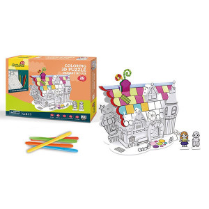 P688h Кубик фан Пазл-раскраска Десертный домик (5 фломастеров в комплекте) Cubic Fun