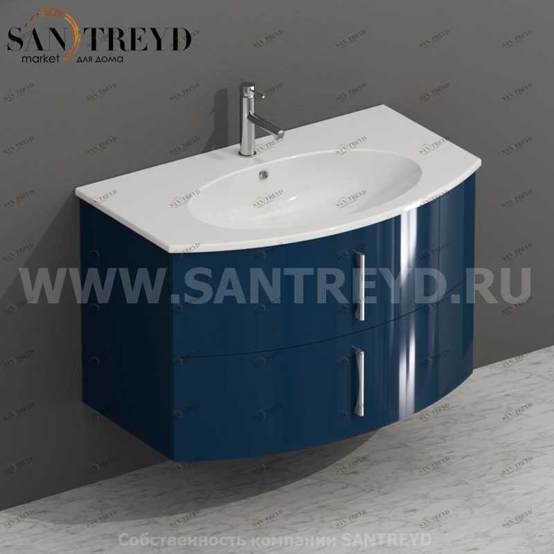 MDMC80Y026 Тумба с двумя ящиками 78 см синяя Globo 4ALL Италия Ceramica Globo