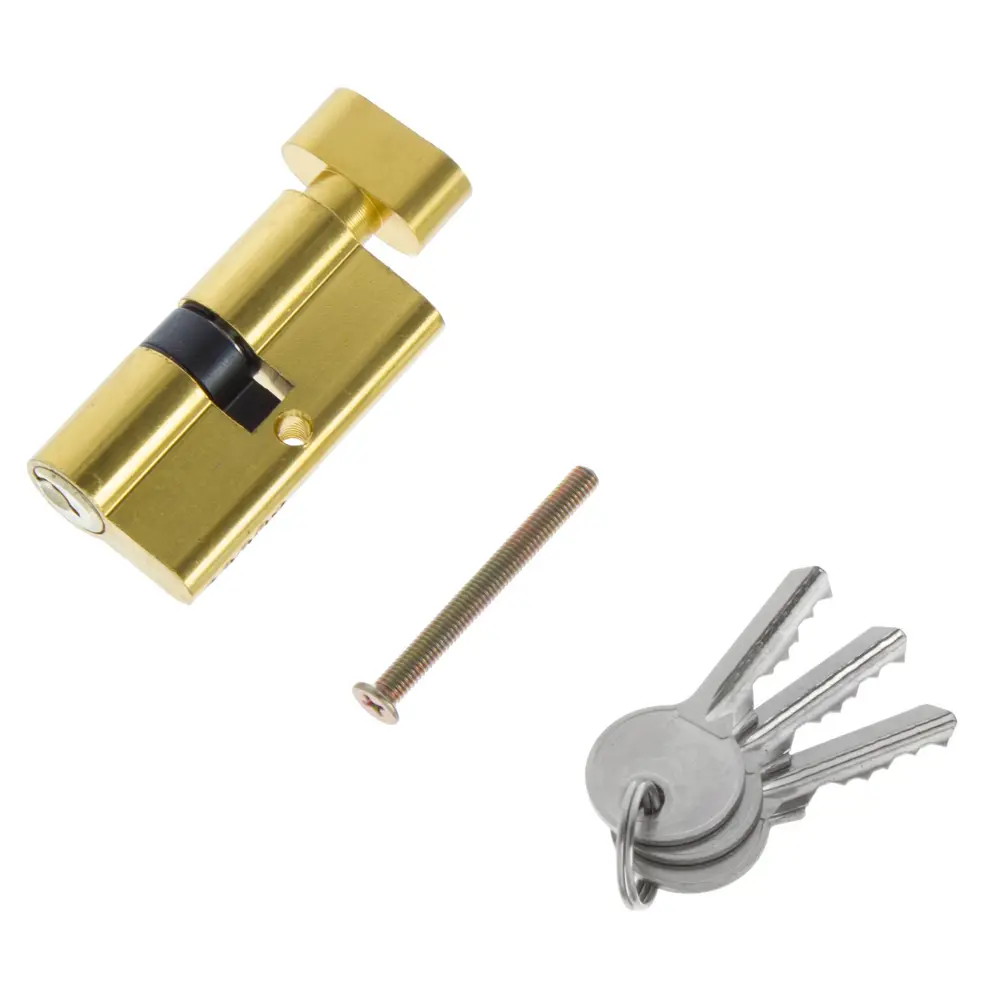 Цилиндр ключ/вертушка 30х30 золото,Е 60 PB T01 ФАБРИКА ЗАМКОВ STLM-2009313 - Вид №1