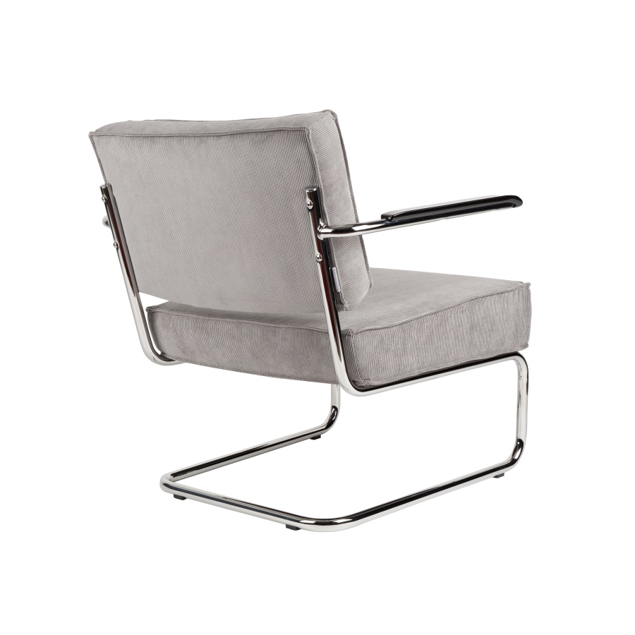 Кресло Lounge Ridge Rib с подлокотниками, светло-серое Zuiver 3100032 - Вид №14