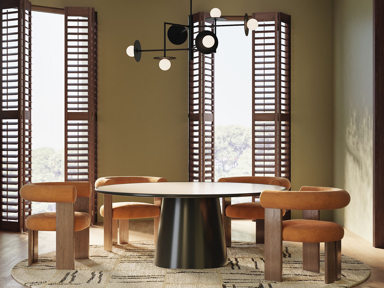 Круглый стол из дерева и мрамора ANA ROQUE INTERIORS ARCH-00086509 - Вид №1