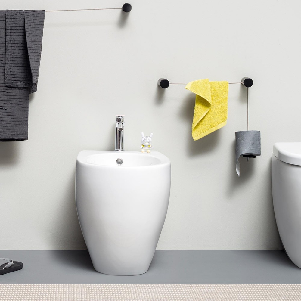 EVDTPK31EVER Life Design Настенный держатель для полотенец с держателями для рулонов туалетной бумаги - Dot  Непрозрачный черный  - Вид №1